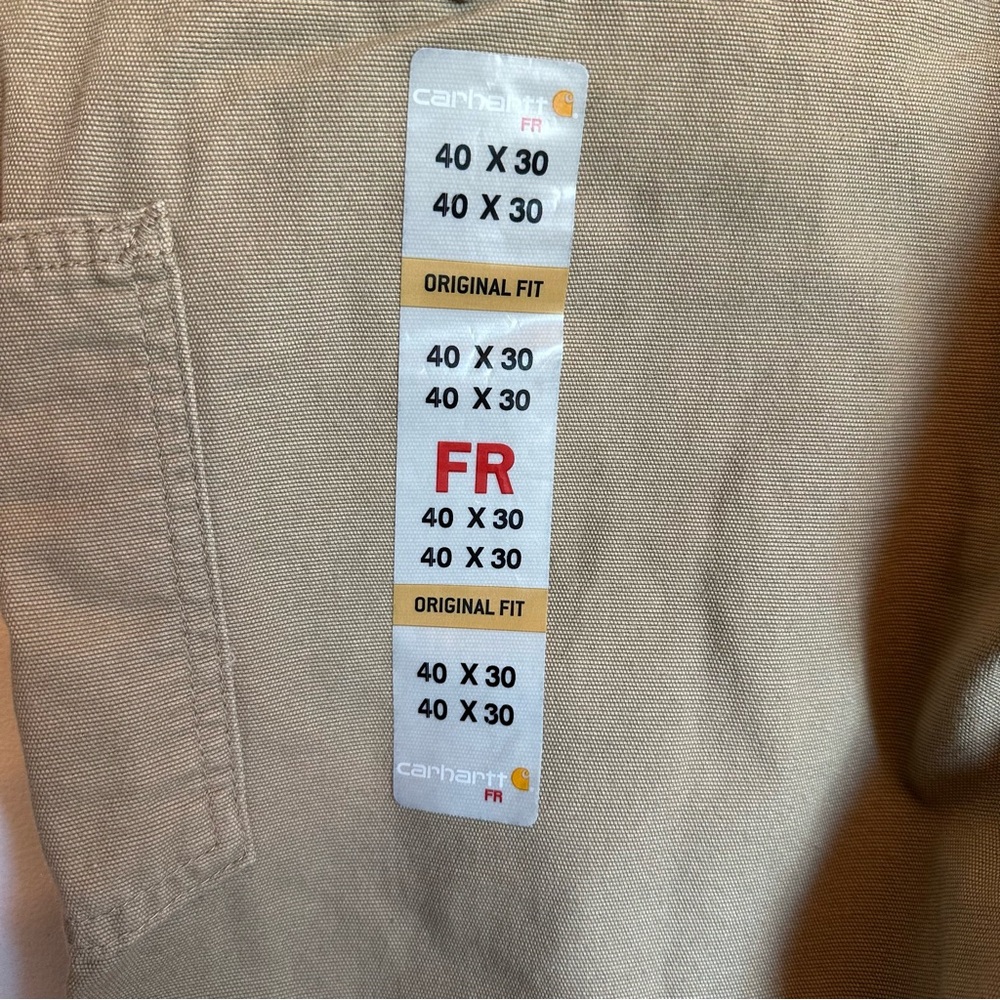 SOLD- Carhartt FR Midweight Canvas Jean Mens Size 40x30 Pants Fire Resistant - Picture 7 of 9